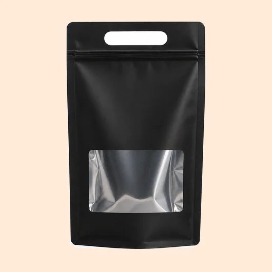 Black Metallic Stand-Up Bag With Window