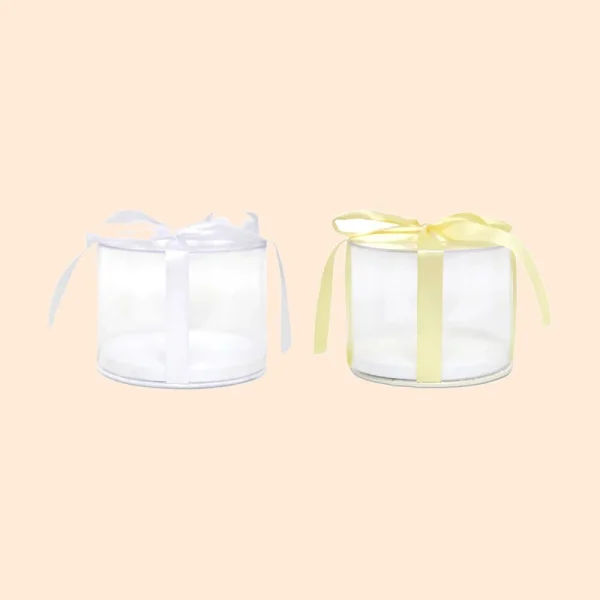 Clear Round Box With Ribbon