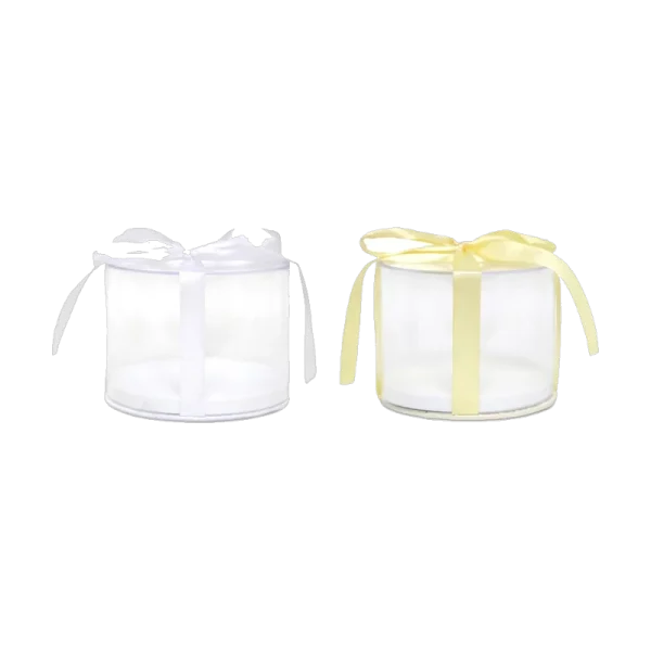 Clear Round Box With Ribbon