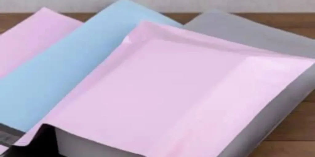Colored poly mailer bags ready for online orders